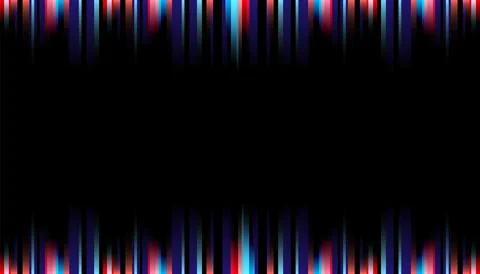 Abstract vibrant stripe lighting vertical lines blue and red color on black b Stock Illustration