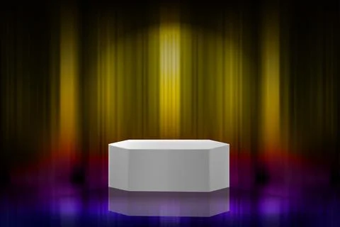 Abstract vibrant studio with podium. Design product template. 3d vector mocku Stock Illustration
