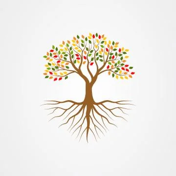 Abstract vibrant tree logo design Stock Illustration