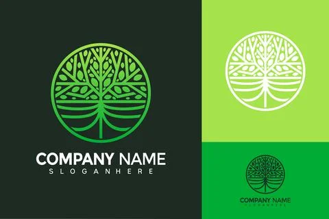 Abstract vibrant tree logo design, Root Leaf business logos vector, modern lo 스톡 일러스트