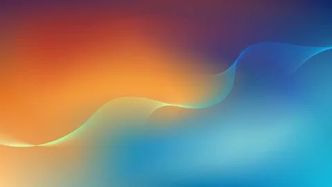 Abstract vibrant wave background with flowing multicolored lines in orange .. Stock Illustration