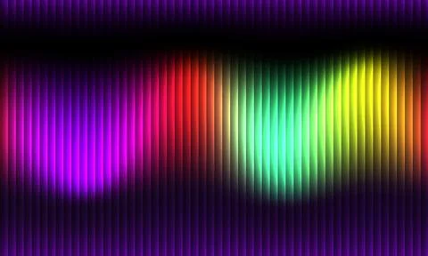 Abstract Vibrant Wave of Glowing Vertical Lines and Colorful Neon Light Bac.. Stock Illustration