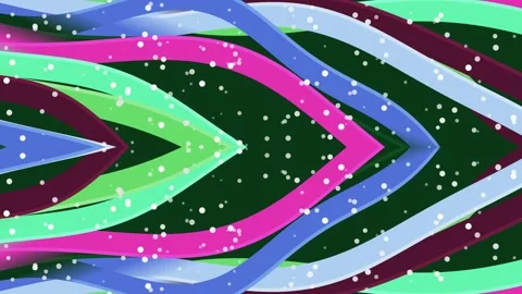 Abstract Vibrant Wave Lines and Falling Snow Particles Loop Stock Footage 330211085