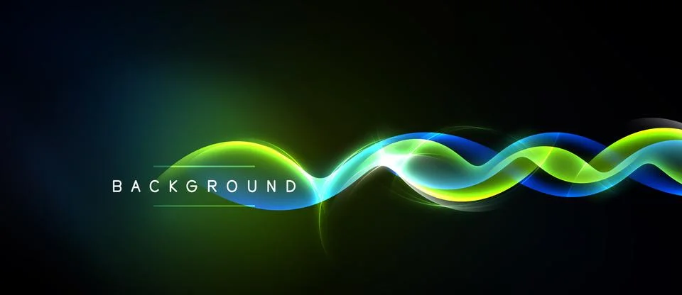 Abstract vibrant waves flow across dark background. Bright colors create dy.. Stock Illustration