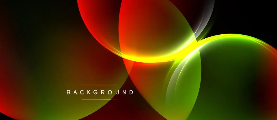 Abstract vibrant waves, flowing forms. Red, yellow, green hues blend, creatin Stock Illustration