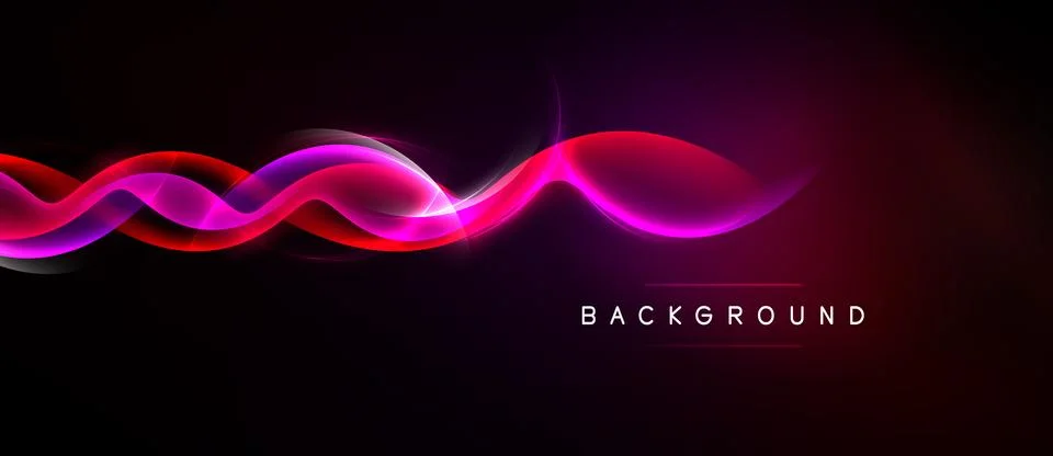 Abstract vibrant waves, flowing lines. Dark background creates dramatic effec Stock Illustration