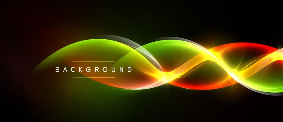 Abstract vibrant waves, glowing lines. Dark background creates dynamic visual Illustrazione stock