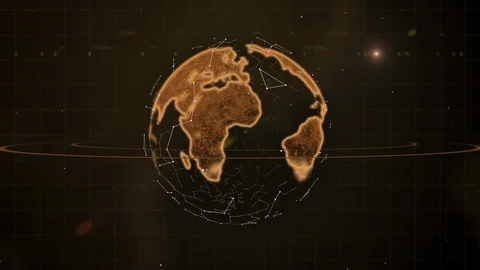 Abstract video background with virtual planet rotating in space, surrounded by Stock Footage 116201426