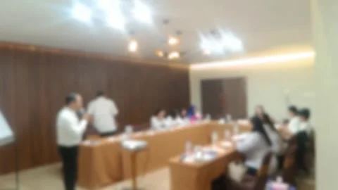 A abstract video of diverse group professionals engaged in a meeting, discussing Stock Footage 340533801