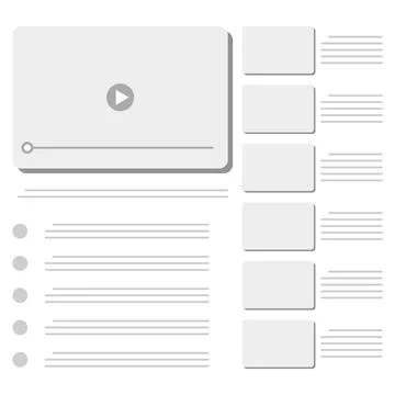 Abstract video interface layout with content cards and text placeholders. I.. 스톡 일러스트