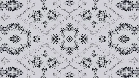 Abstract video with kaleidoscopic pattern and texture, black line on white Video stock 135326915