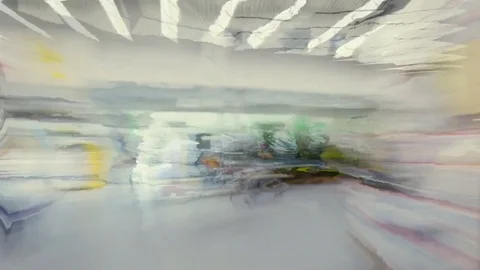 Abstract video of man walking in the building supermarket. Time lapse. Stock Footage 80169044