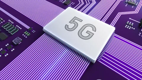 Abstract video processor, 5G generation. Looping video. Stock Footage 155903521