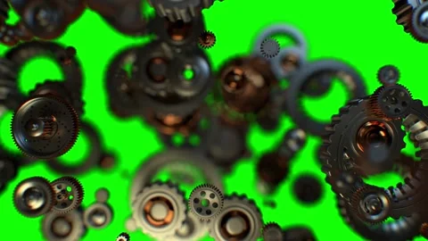 Abstract video of rotating gears forming a brain shape with dynamic camera .. Stock Footage 325367320