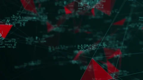 Abstract video of a space of particles consisting of various kinds of formulas Stock Footage 266323332