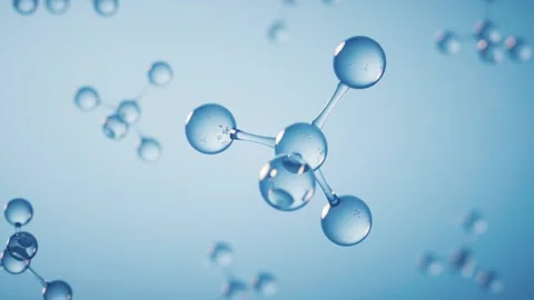 Abstract video of transparent molecules moving and rotating against a light.. Vidéo 327114257