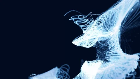 Abstract video of white threads rotating in opposite directions Stock Footage 120525158