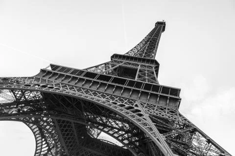 An abstract view of details of Eiffel Tower in black and white, Paris, France Foto stock