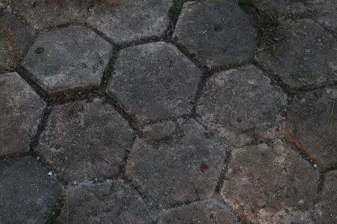 Abstract view of interlocking hexagonal paver texture Stock Photos