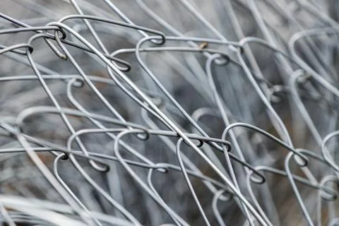 Abstract View of Interlocking Metal Wire Mesh Structure, Detail Shot Stock Photos