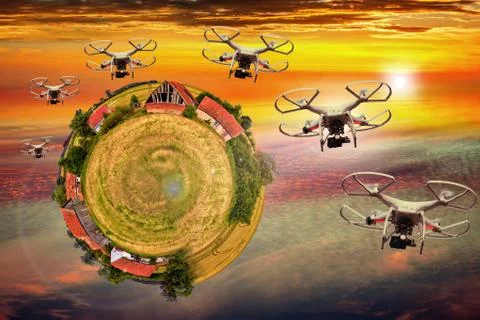 Abstract view - Invasion of drones Stock Photos