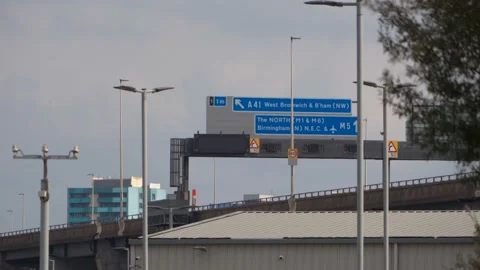 Abstract view of the M1 and M6 motorway in the West Midlands Stock Footage 243284718