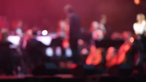 Abstract View of Orchestra Performance with Artistic Lighting Effects, 4k Stock Footage 314070703