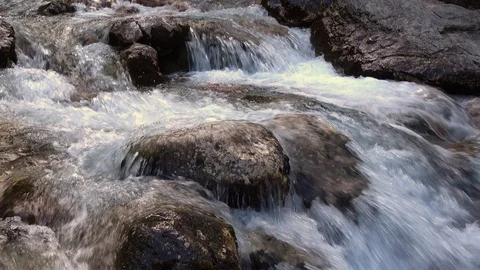 Abstract View Over The Surface Of A Mountain River Soca Stock Footage 129326484