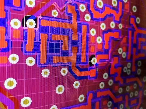 Abstract view of PCB design from computer screen Foto stock