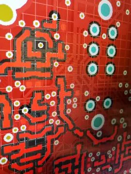 Abstract view of PCB design from computer screen Stock Photos
