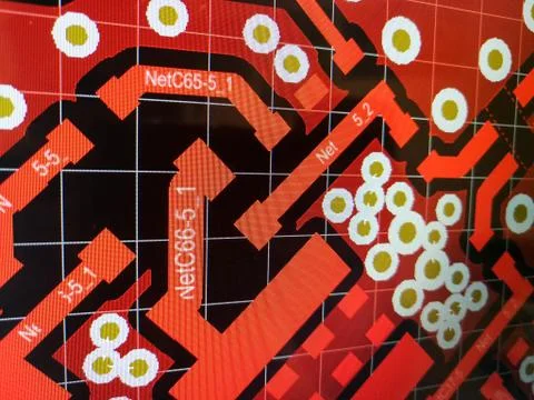 Abstract view of PCB design from computer screen Foto stock