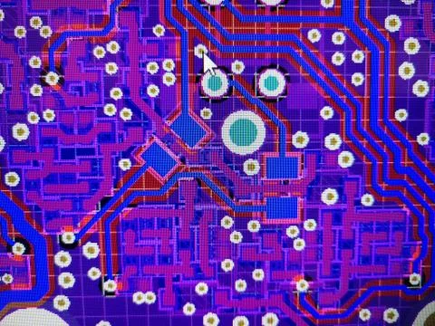 Abstract view of PCB design from computer screen Stock Photos