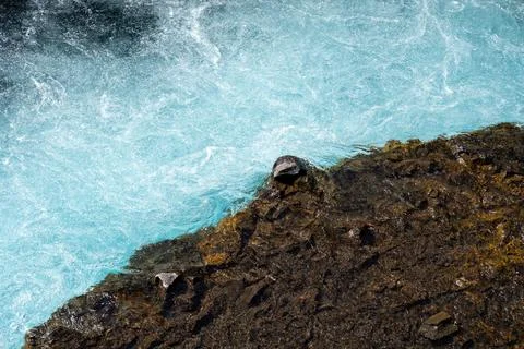 Abstract view of rushing current of the Bruarfoss Waterfall in Iceland, use.. Stock Photos