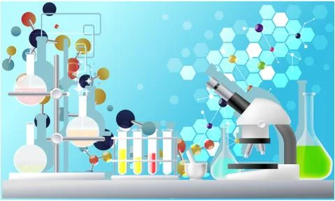 An abstract view of a test laboratory with Science design on background Illustrazione stock