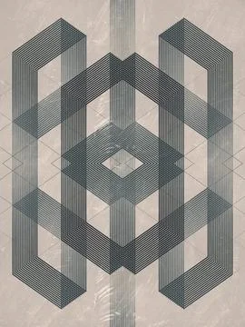 Abstract, vintage background with a complex, symmetrical pattern. 3d render Stock Illustration
