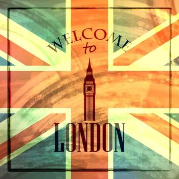 Abstract vintage background for web or print design. illustration with big ben Stock Illustration