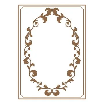 Abstract vintage baroque frame, rectangular shape with an oval golden ornament 库存插图