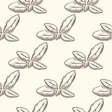 Abstract vintage leaf seamless pattern. Hand drawn leaves wallpaper. Stock Illustration
