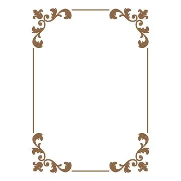 Abstract vintage rectangular frame with symmetrical golden swirls on the corners Stock Illustration