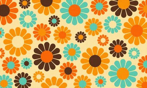 Abstract Vintage Retro Flower Pattern Wallpaper Ben Day Dots Stock Illustration