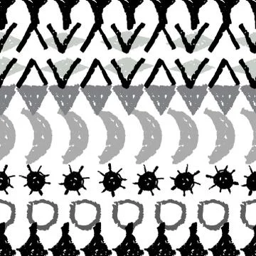 Abstract vintage seamless pattern ethnic geometric texture grunge crayons ink Stock Illustration
