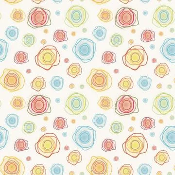 Abstract vintage vector seamless pattern - color curves circles Stock Illustration