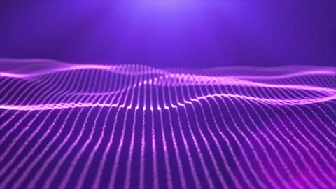 Abstract violet digital waves seamlessly flowing with soft light rays Stock Footage 247202387