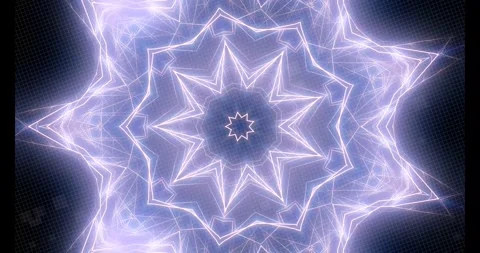 Abstract Violet Electric Energy Grid Kaleidoscope Animation Loop Stock Footage 333541542