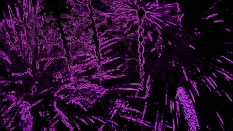 Abstract Violet Firework Background on Black Video stock 131331893