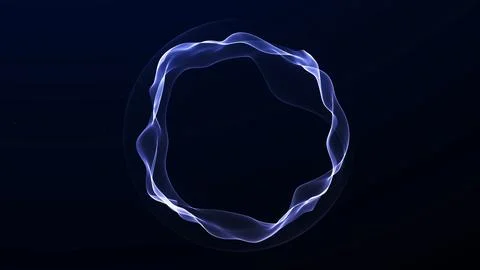 Abstract violet glowing ring with soft flowing wave structure, luminous cir.. Illustrazione stock