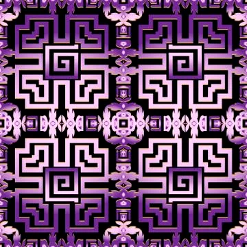 Abstract violet greek vector seamless pattern. Modern ornamental plaid tartan Illustrazione stock