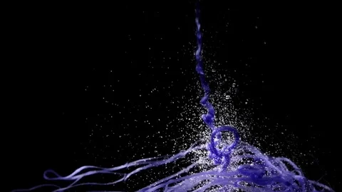 Abstract violet liquid goes accelerated into the water Stock-Footage 75451390