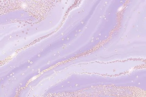 Abstract violet liquid marble or watercolor background with glitter foil Stock Illustration