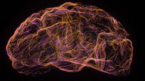 Abstract violet orange turning human brain big data cyberspace innovation Stock Footage 194641906